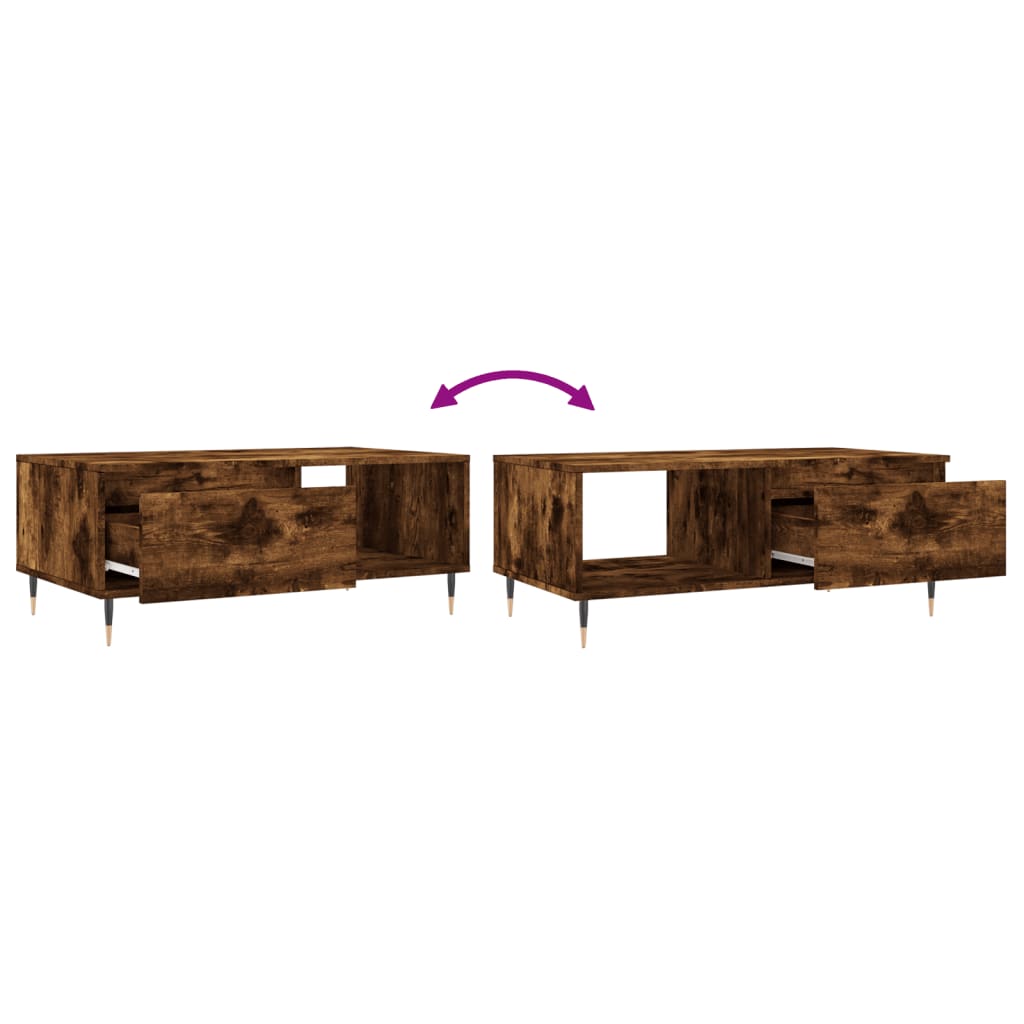 vidaXL Coffee Table Smoked Oak 90x50x36.5 cm Engineered Wood