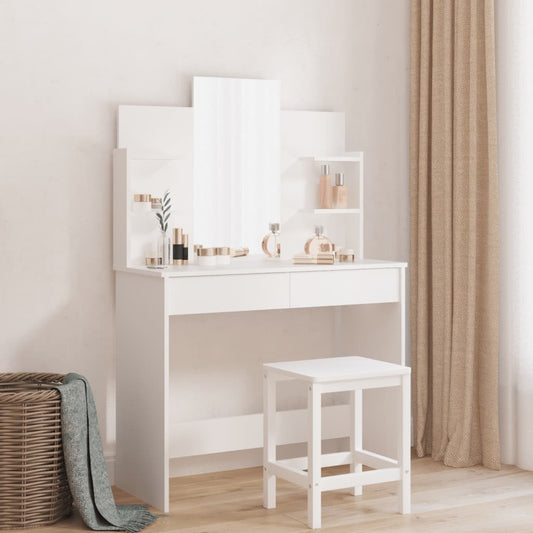 vidaXL Dressing Table with Mirror White 96x39x142 cm