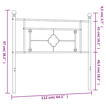 vidaXL Metal Headboard Black 107 cm