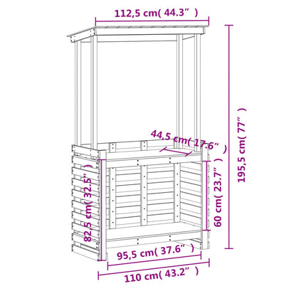 vidaXL Outdoor Bar Table with Roof 112.5x57x195.5 cm Solid Wood