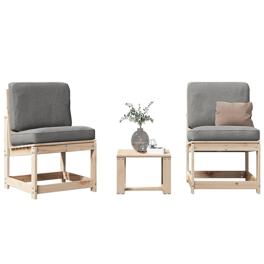 vidaXL 3 Piece Garden Lounge Set Solid Wood Pine