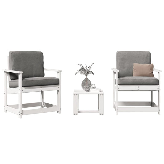 vidaXL 3 Piece Garden Lounge Set White Solid Wood Pine