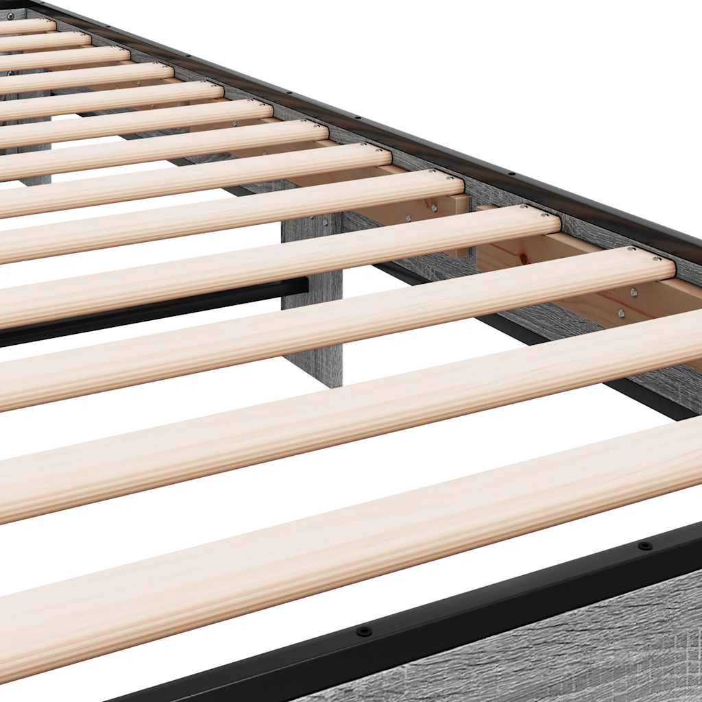 vidaXL Bed Frame without Mattress Grey Sonoma 75x190 cm Small Single