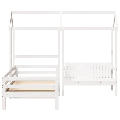 vidaXL Day Bed and Bench Set with Roof without Mattress White 90x200 cm