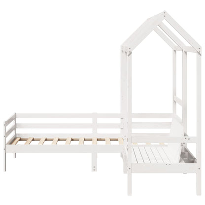 vidaXL Day Bed and Bench Set with Roof without Mattress White 90x200 cm