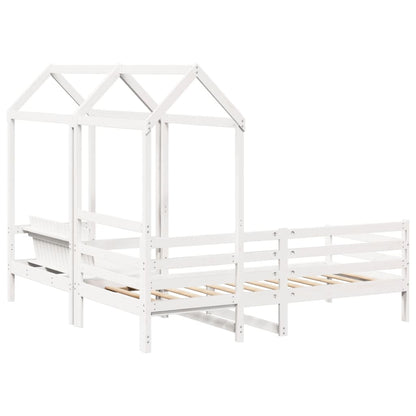 vidaXL Day Bed and Bench Set with Roof without Mattress White 90x200 cm