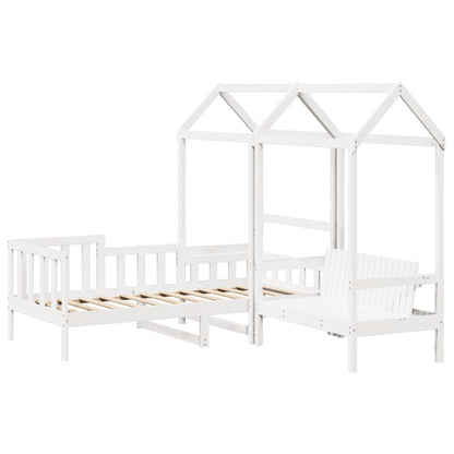 vidaXL Day Bed and Bench Set with Roof without Mattress White 90x190 cm Single