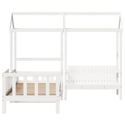 vidaXL Day Bed and Bench Set with Roof without Mattress White 90x190 cm Single