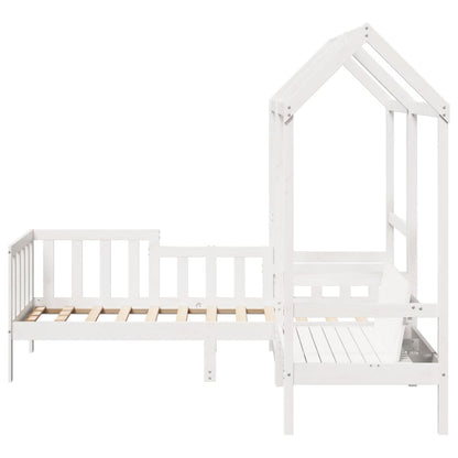 vidaXL Day Bed and Bench Set with Roof without Mattress White 90x190 cm Single