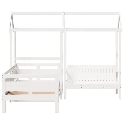 vidaXL Day Bed and Bench Set with Roof without Mattress White 90x200 cm