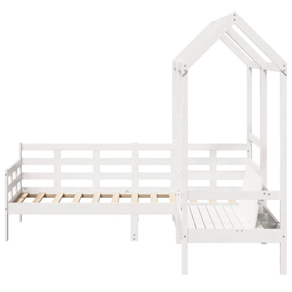 vidaXL Day Bed and Bench Set with Roof without Mattress White 90x200 cm