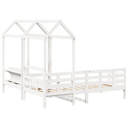 vidaXL Day Bed and Bench Set with Roof without Mattress White 90x200 cm