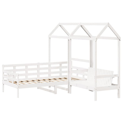 vidaXL Day Bed and Bench Set with Roof without Mattress White 80x200 cm