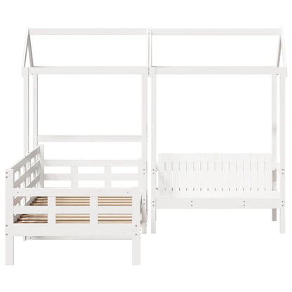 vidaXL Day Bed and Bench Set with Roof without Mattress White 80x200 cm