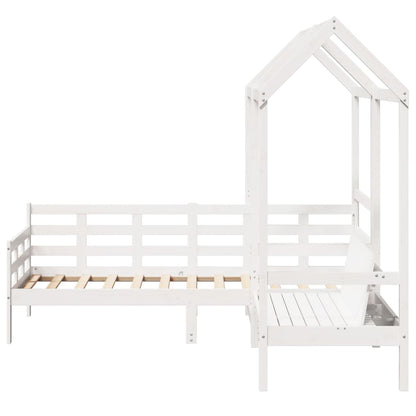 vidaXL Day Bed and Bench Set with Roof without Mattress White 80x200 cm
