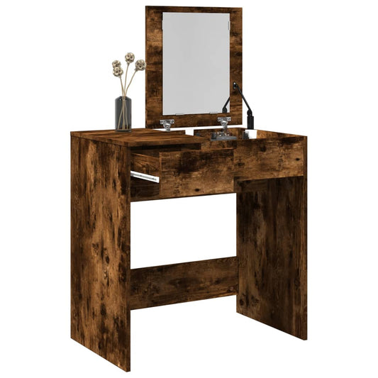 vidaXL Dressing Table with Mirror Smoked Oak 73x46.5x120 cm