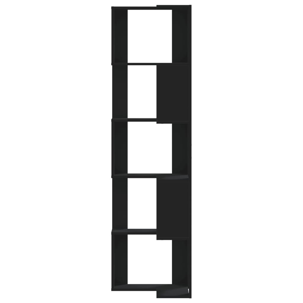 vidaXL Corner Bookcase 5-Tier Black 50x50x179 cm Engineered Wood