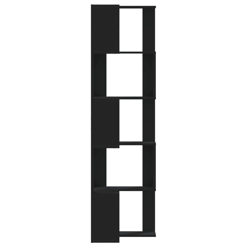 vidaXL Corner Bookcase 5-Tier Black 50x50x179 cm Engineered Wood