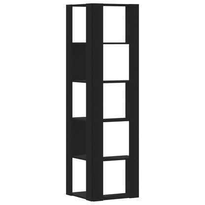vidaXL Corner Bookcase 5-Tier Black 50x50x179 cm Engineered Wood