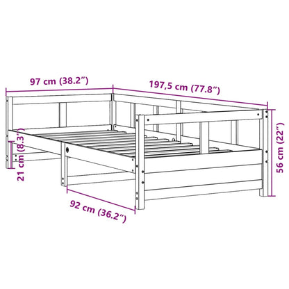vidaXL Daybed without Mattress Natural 90x190 cm Single Solid Wood Pine