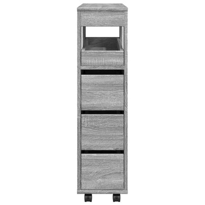 vidaXL Narrow Bathroom Cabinet with Wheels Grey Sonoma Engineered Wood