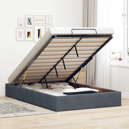 vidaXL Ottoman Bed Frame No Mattress Dark Grey Double Velvet