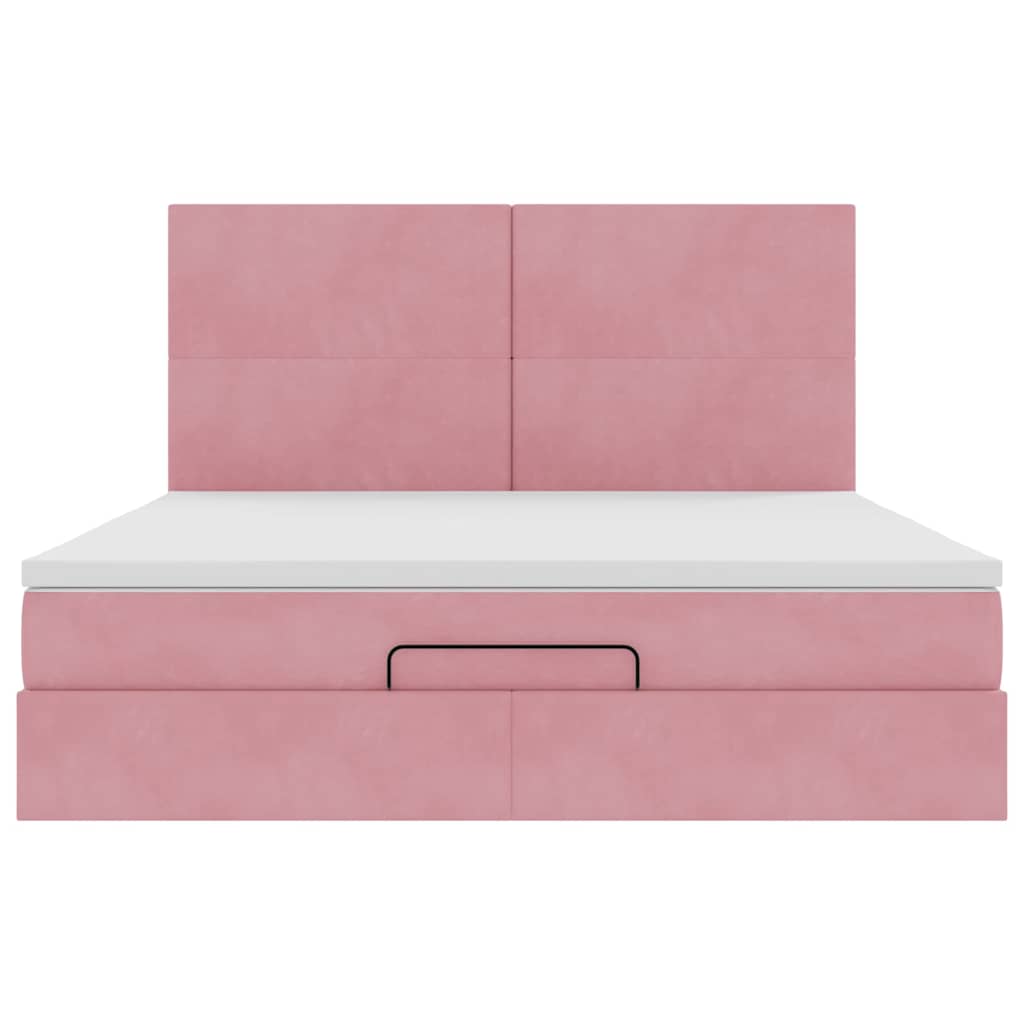 vidaXL Ottoman Bed with Mattresses Pink 160x200cm Velvet