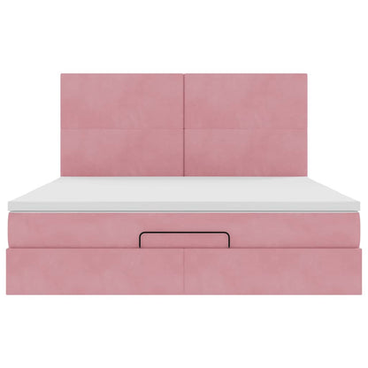 vidaXL Ottoman Bed with Mattresses Pink 160x200cm Velvet