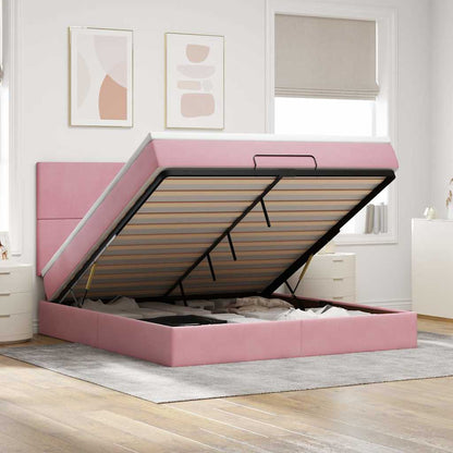 vidaXL Ottoman Bed with Mattresses Pink 160x200cm Velvet