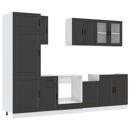 vidaXL 8 Piece Kitchen Cabinet Set Porto Black Engineered Wood