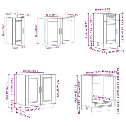 vidaXL 8 Piece Kitchen Cabinet Set Porto Black Engineered Wood