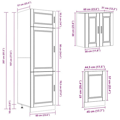 vidaXL 8 Piece Kitchen Cabinet Set Porto Black Engineered Wood