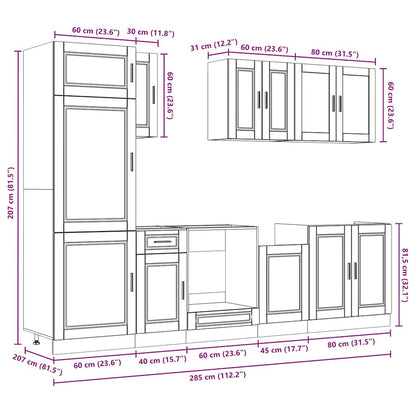 vidaXL 8 Piece Kitchen Cabinet Set Porto Black Engineered Wood