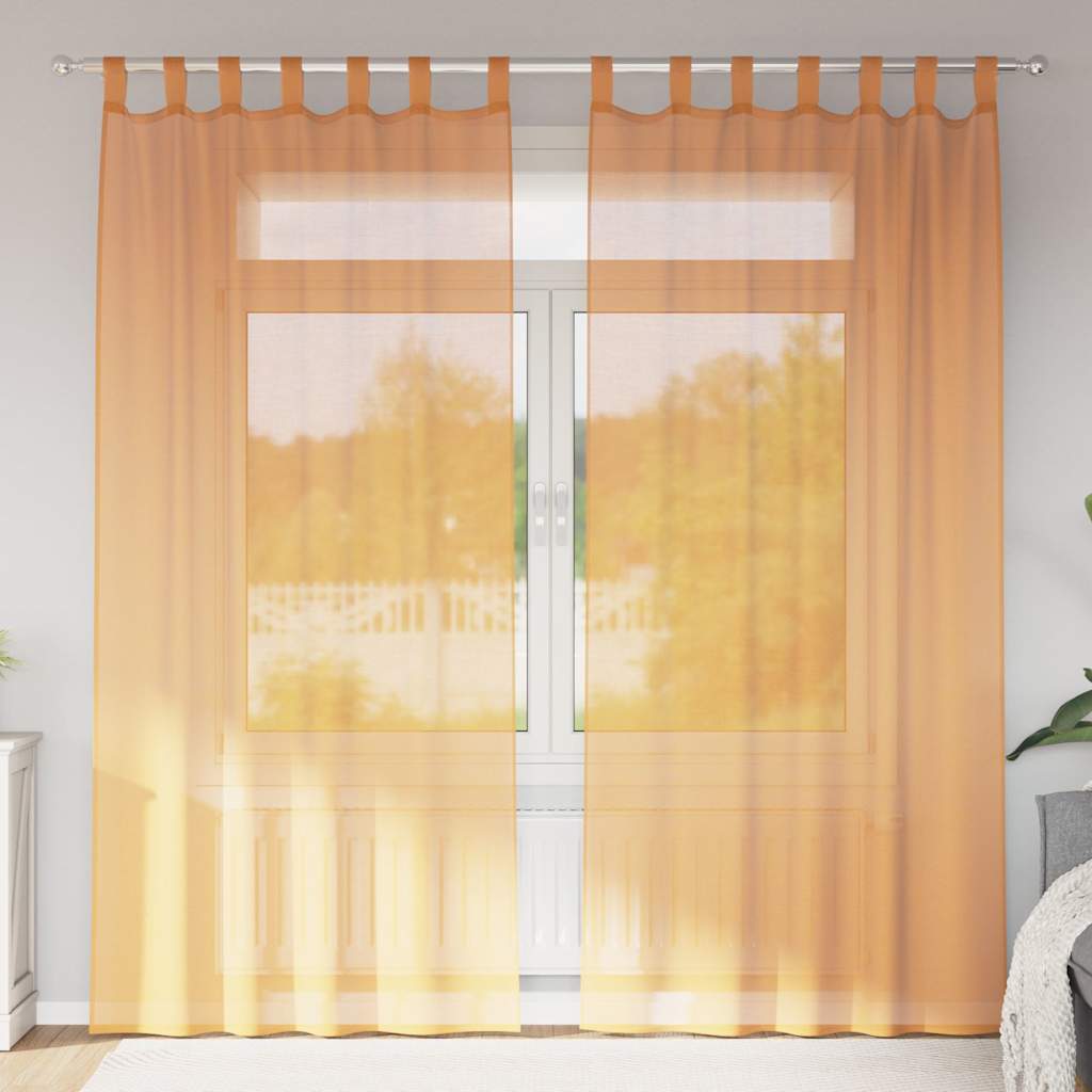 vidaXL Voile Curtains with Loops 2 pcs Orange 140x225 cm