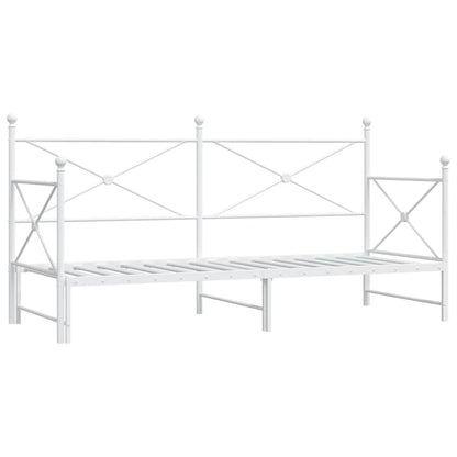 vidaXL Daybed with Trundle without Mattress White 90x200 cm Steel