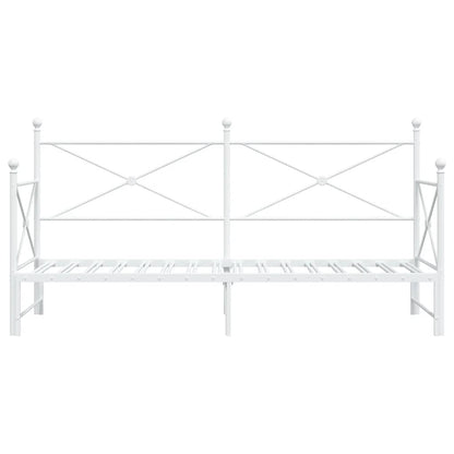 vidaXL Daybed with Trundle without Mattress White 90x200 cm Steel