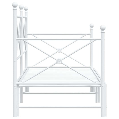 vidaXL Daybed with Trundle without Mattress White 90x200 cm Steel