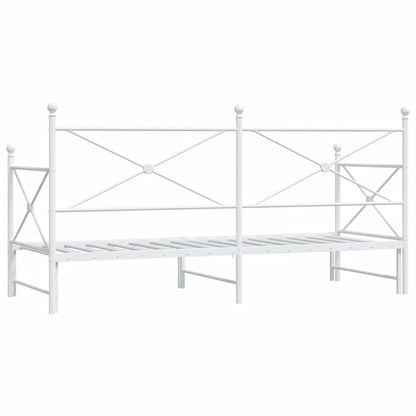 vidaXL Daybed with Trundle without Mattress White 90x200 cm Steel