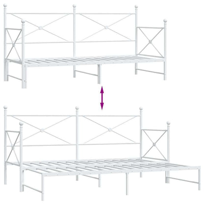vidaXL Daybed with Trundle without Mattress White 90x200 cm Steel